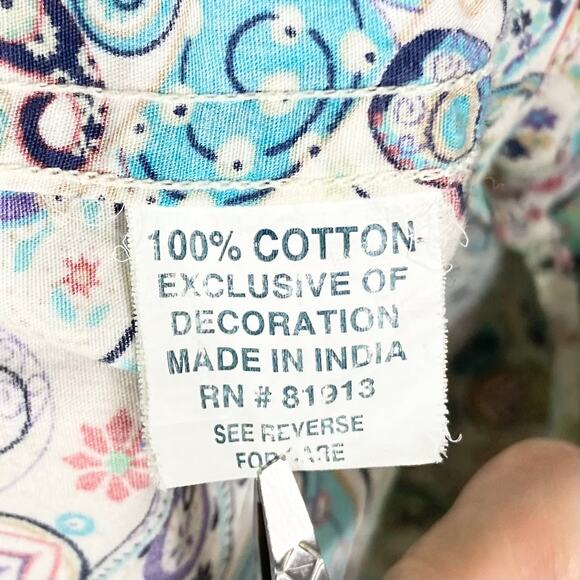 ROBERT GRAHAM Multicolor Bohemian Paisley Button Up Shirt Blouse in Cotton - Picture 8 of 11